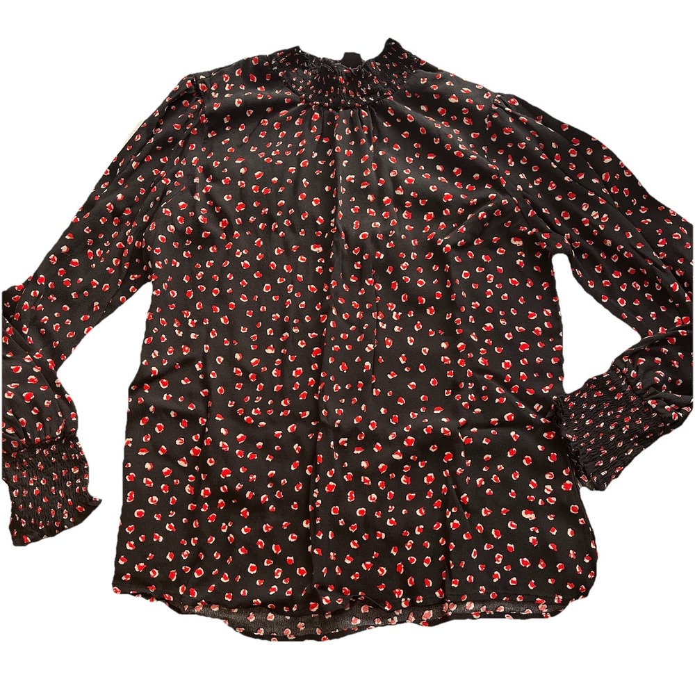Sanctuary Women's Long Sleeve Black Blouse Peasant Business Casual Size L‎